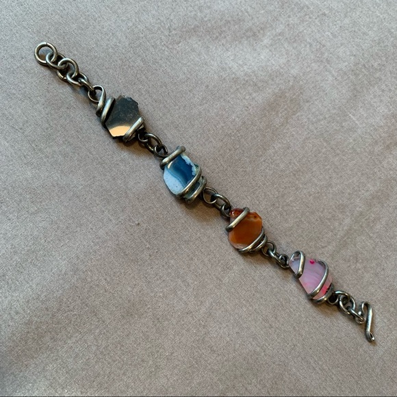 Handmade Vintage Wire Wrapped Crystal Bracelet - Picture 2 of 10